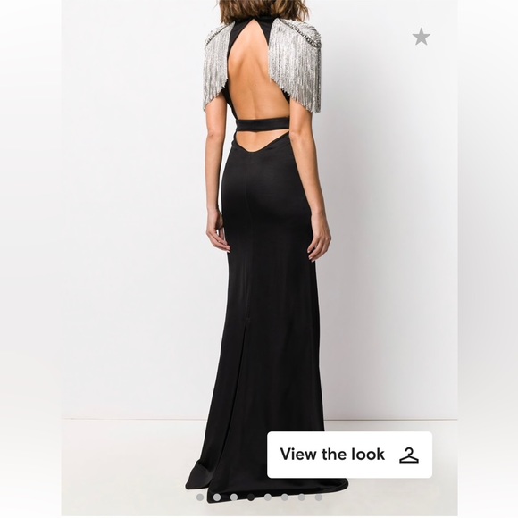 Elisabetta Franchi rhinestone-fringed sleeve gown - Picture 2 of 2